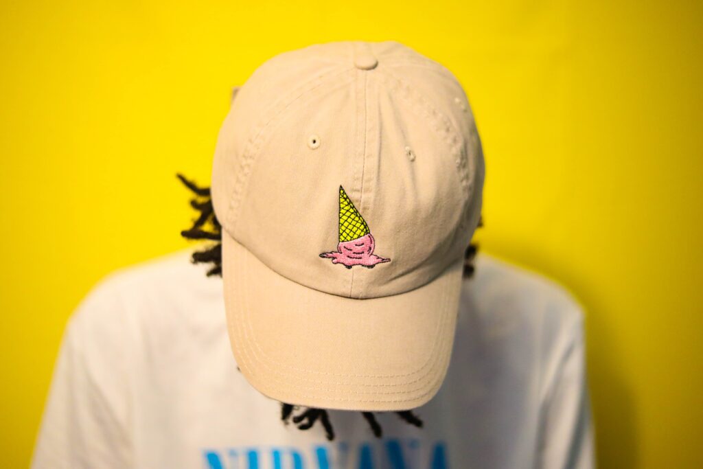 Custom ice cream hat and cap in khaki color.