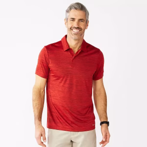 Men's Tek Gear DryTek Polo in red color is ready for customization