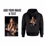 Add your image and text custom spicy hoodie image with woman posing sexually for their lover