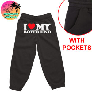I love my boyfriend sweatpants with pockets in black