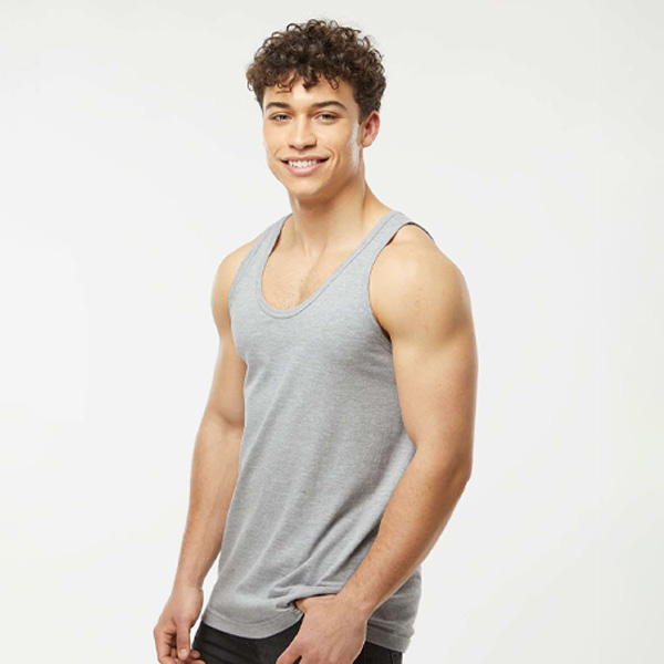 Tultex tank top gray modeled side