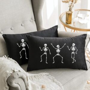 Spooky Skeleton Family Pillow Perfect for Hallowen Black
