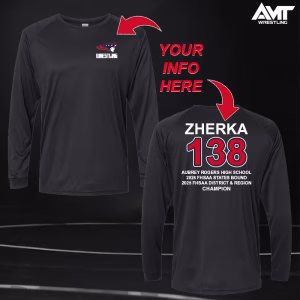 AMT Wrestling custom states bound long sleeve compression shirt in black