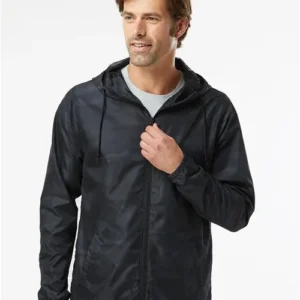 Independent Trading Co men's lightweight windbreaker full zip jacket available for custom printing