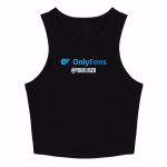 Custom OnlyFans creator racer cropped tee in black personalized crop top shirt for influencers, branding, and creator merch