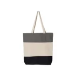 Custom Q-Tees Tri-Color Cotton Canvas Tote Bag Black, Natural and Gray color variant