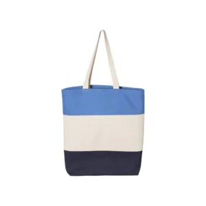 Product image of q-tees brand tri color tote in the navy carolina blue color variant